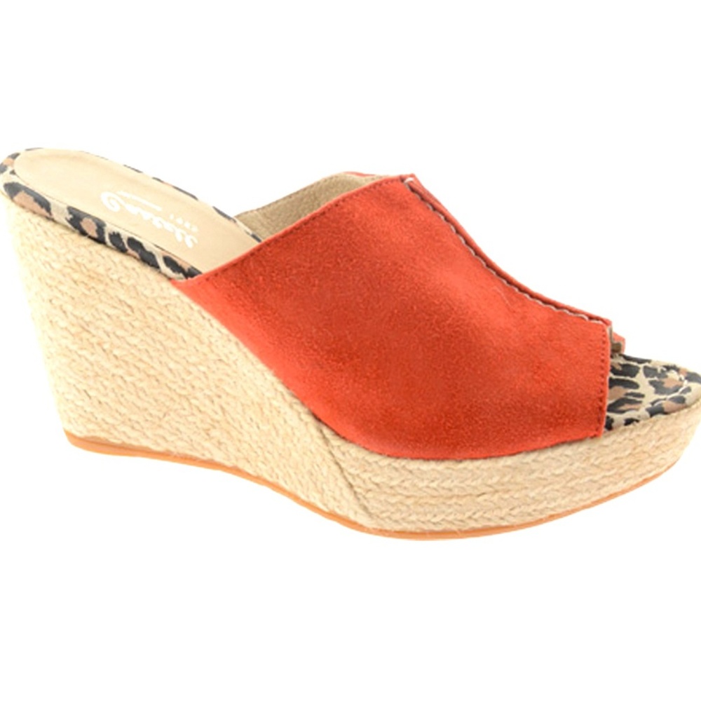 CASTELL Slide Wedge Red Suede Espadrilles
